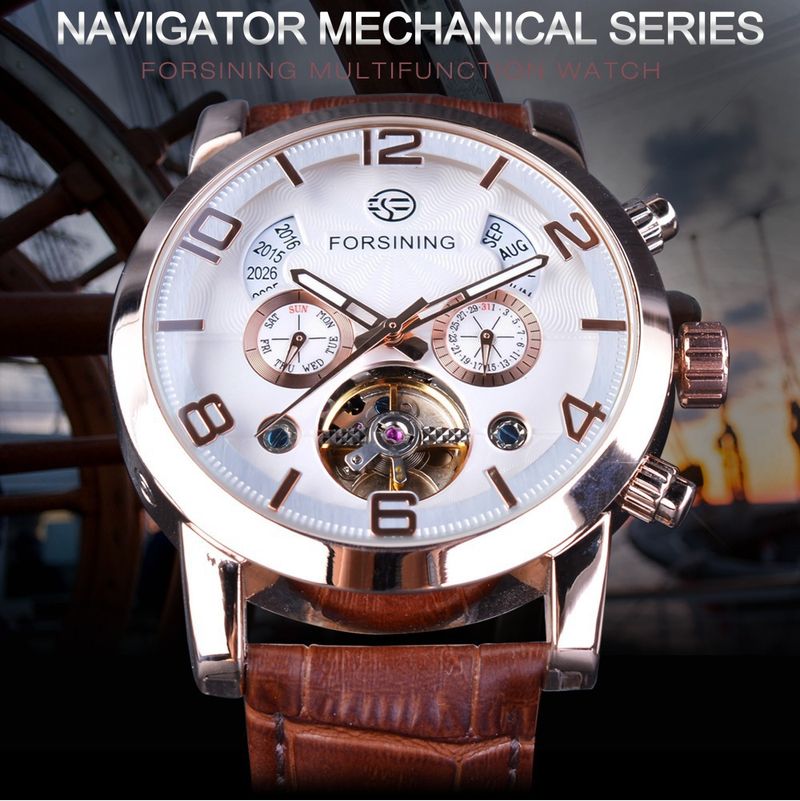 Orologio automatico di lusso da uomo con tourbillon e quadrante grande, cinturino in vera pelle, fibbia in acciaio inossidabile, vetro minerale, orologio casual alla moda_voghion.com