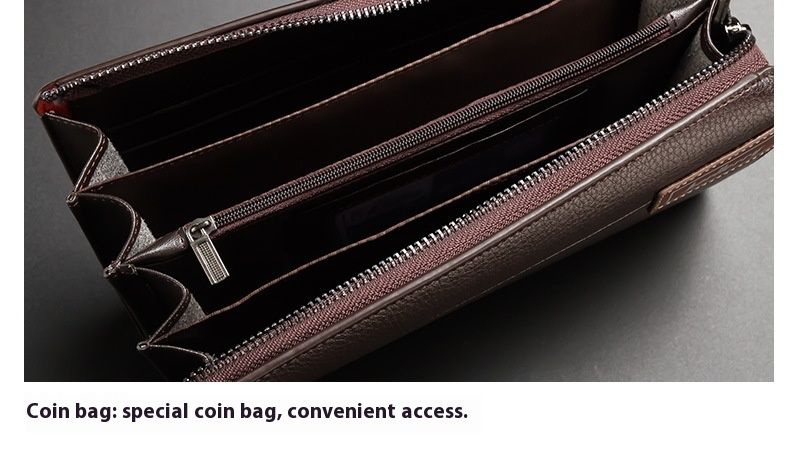 Men's Wallet New Business And Leisure Large Capacity Handbag Litchi Pattern Zipper Handbag_voghion.com