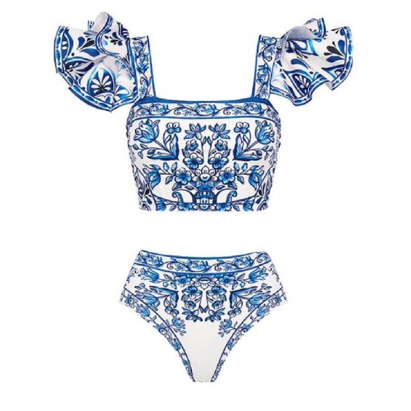 Neues Bikini-Zweiteiler-Set für Damen mit Rüschen, INS-Retro-Print_voghion.com