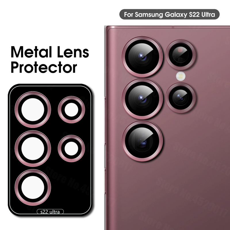 Lente de câmera de metal para Samsung S22 Ultra S22Ultra Lente de câmera de liga de alumínio Vidro para Samsung Galaxy S22 Ultra Tela Pr_voghion.com