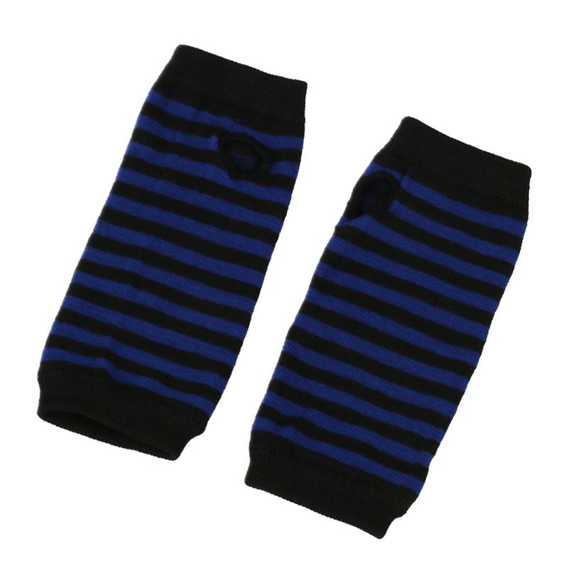 Unisex Knitted gloves with missing fingers anime stripes wearing fingers wrist cuff with false sleeves Thin children's fingers_voghion.com
