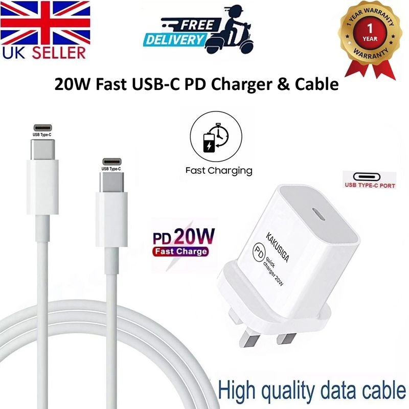 Chargeur ultra rapide 20 W, adaptateur secteur USB-C avec câble pour téléphones Samsung_voghion.com