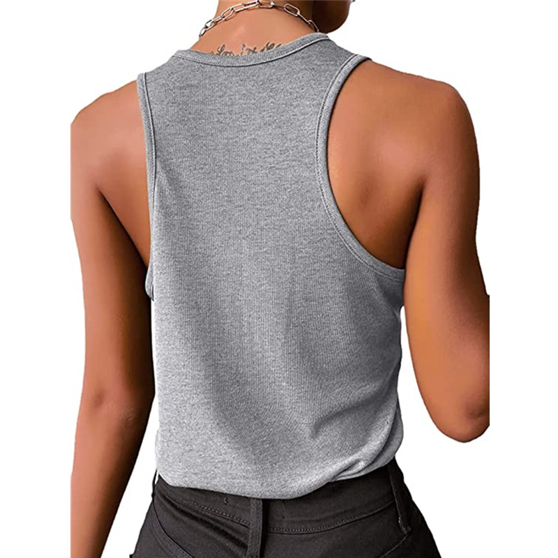 Colete feminino sexy com rosca interna e externa, com botões de pressão, camiseta e roupas femininas_voghion.com