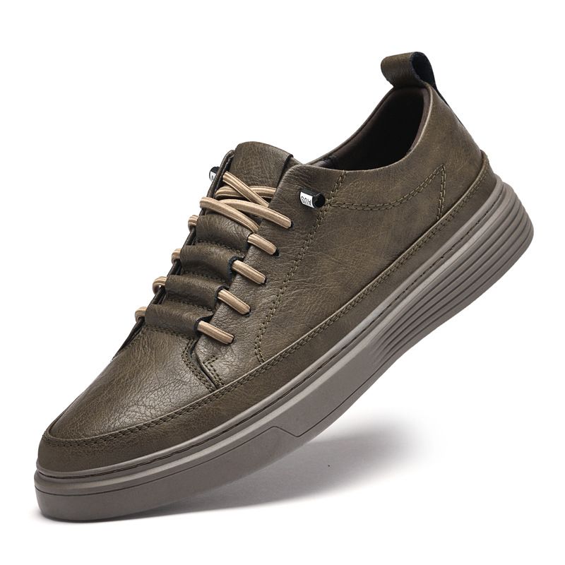 Men's Casual Board Shoes Two-layer Cowhide Comfortable And Breathable Work Men's Shoes_voghion.com