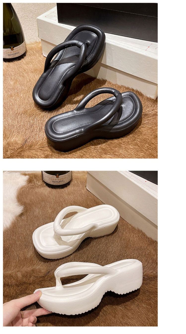 Unisex Shoes Outdoor Wedge Heel Slippers Beach Thong Toe Platform Thick Bottom High Heel Sandals Eva Flip Flops_voghion.com