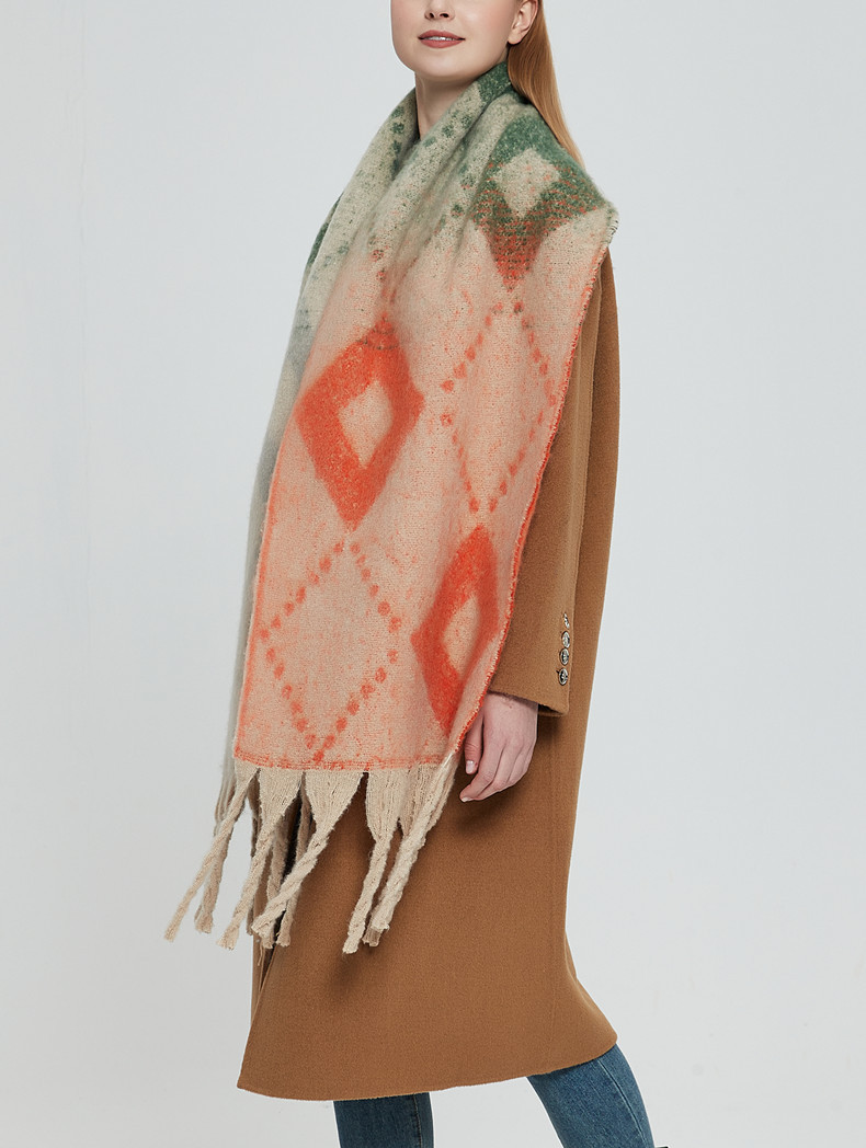 Dicker Mohairschal für Damen, Unisex, mit groben Quasten_voghion.com