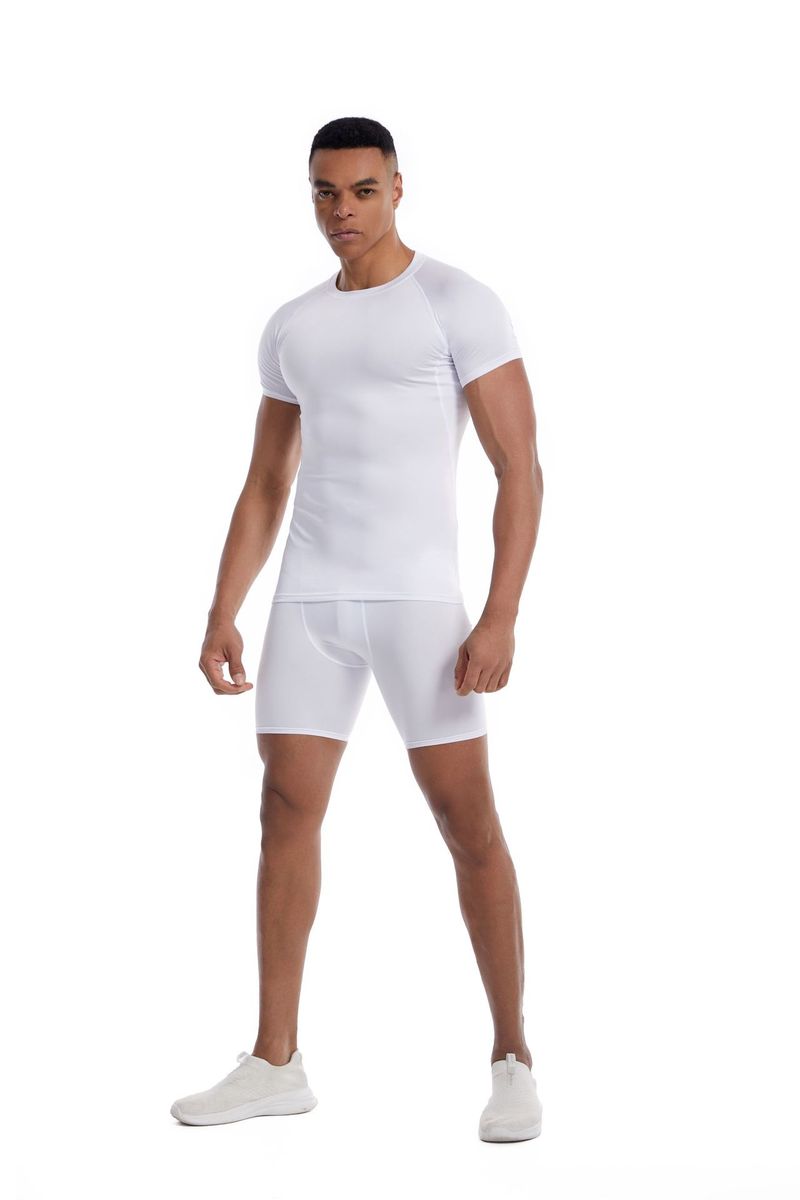 Fitness Outdoor Sports Quick Dry Short Sleeve T-shirt Men Training Running Elastic Tight Clothing_voghion.com