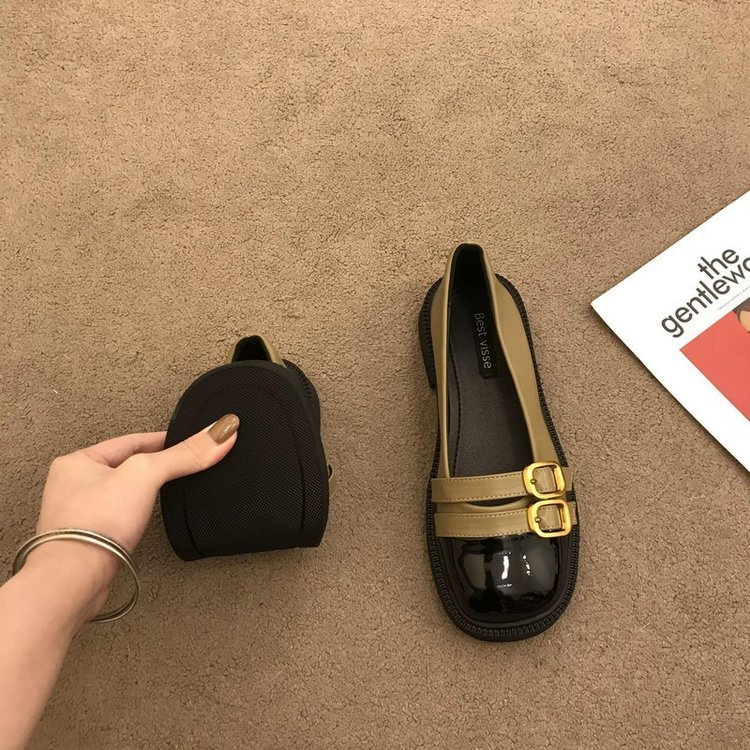 Mary Jane Damenschuhe, neue Retro-Schuhe aus kleinem Leder im britischen Stil, vielseitige, flache, französische, lässige Einzelschuhe_voghion.com