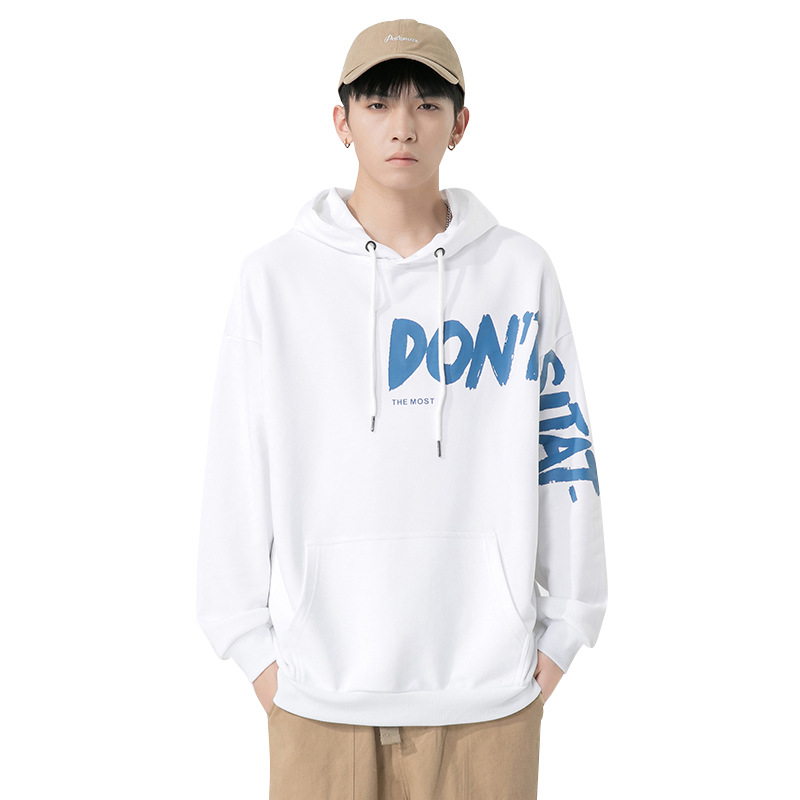 Hooded sweater for men in autumn and winter 2023, new Korean version loose fashion label printed top, men's long sleeved_voghion.com