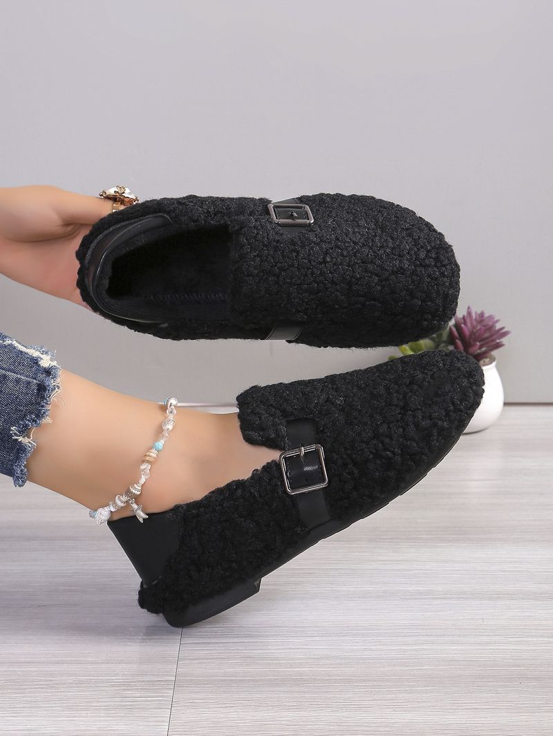 Women's Slip-On Winter Booties - Plush Faux Fur Lined House Shoes With Memory Foam (White/Brown/Black)_voghion.com