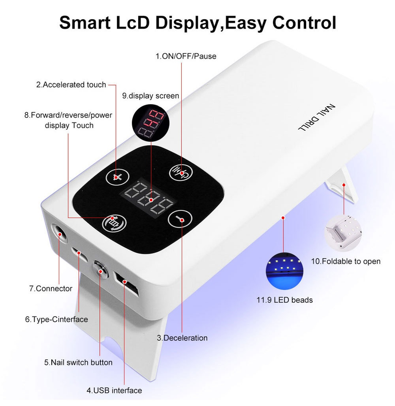 Lampe de photothérapie de polissage 2 en 1, Machine intégrée, ensemble complet d'outils pour les ongles, nouvelle collection_voghion.com