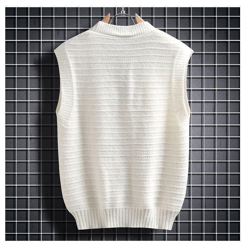 2025 Herbst- und Winterpullover Herrenweste mit V-Ausschnitt, ärmellose Weste, Strickpullover, einreihig, modischer Pullover_voghion.com