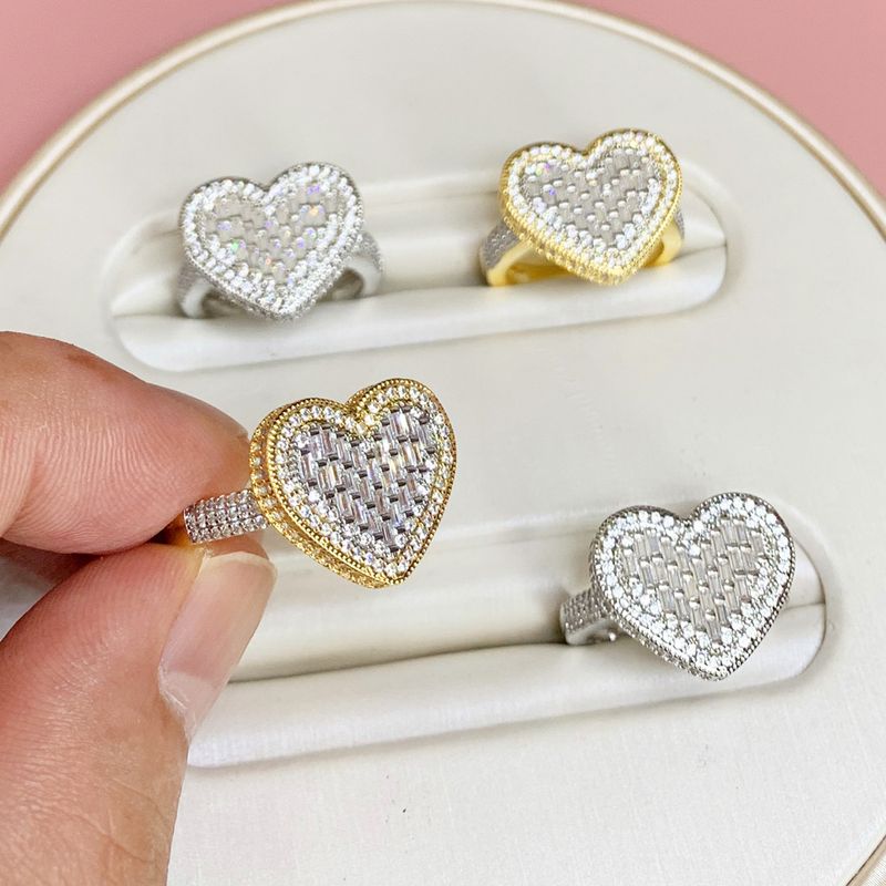 Women's Jewelry Heart Shaped Zircon Ring Fashion Trend Inlaid Zircon Ladies Ring Jewelry_voghion.com
