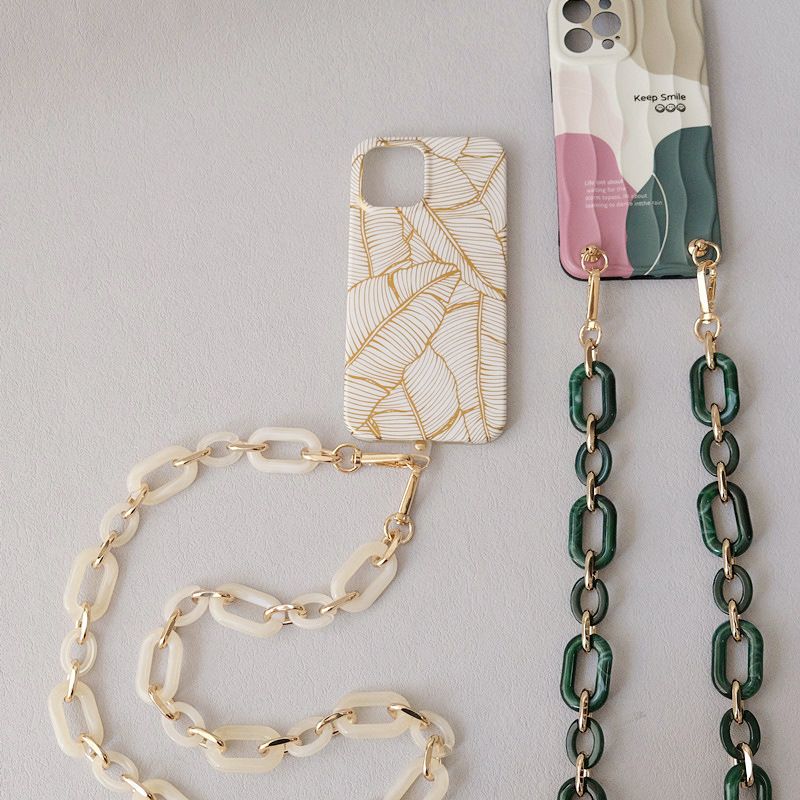Shoulder Strap Accessories Mixed Gold Bag Resin Thick Acrylic Phone Chain_voghion.com