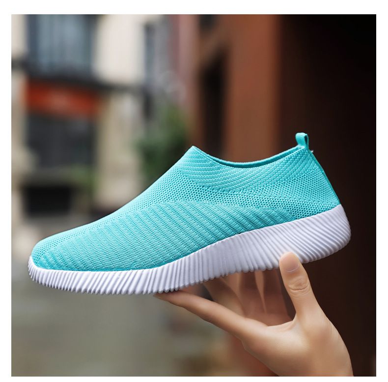 Plus Size Flyknit Dames 2024 Nieuwe Ademende Casual Elastische Sokken Lage Comfortabele Moederschoenen_voghion.com