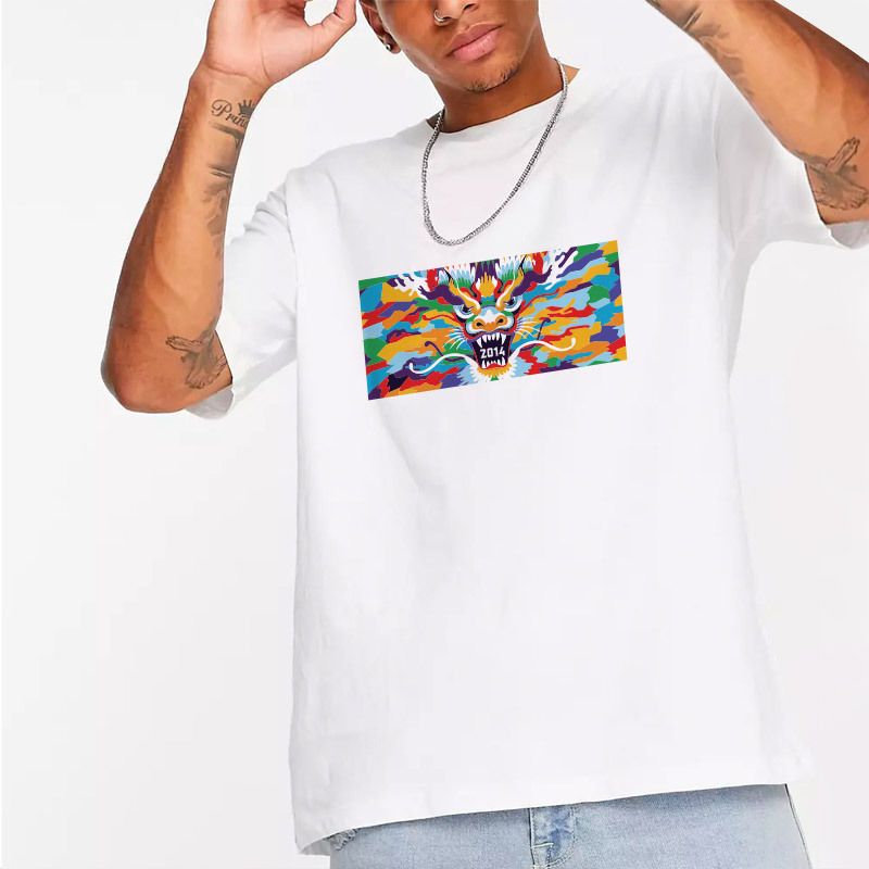 T-shirt da uomo 250g in cotone 100% con scollo rotondo, spalle larghe e manica corta, casual e stampata_voghion.com