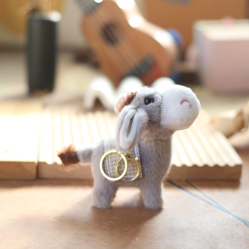 Donkey Adorable Keychain Plush Soft Pp Cotton Stuffed Animal Pink And Gray Cute Charm Bag_voghion.com