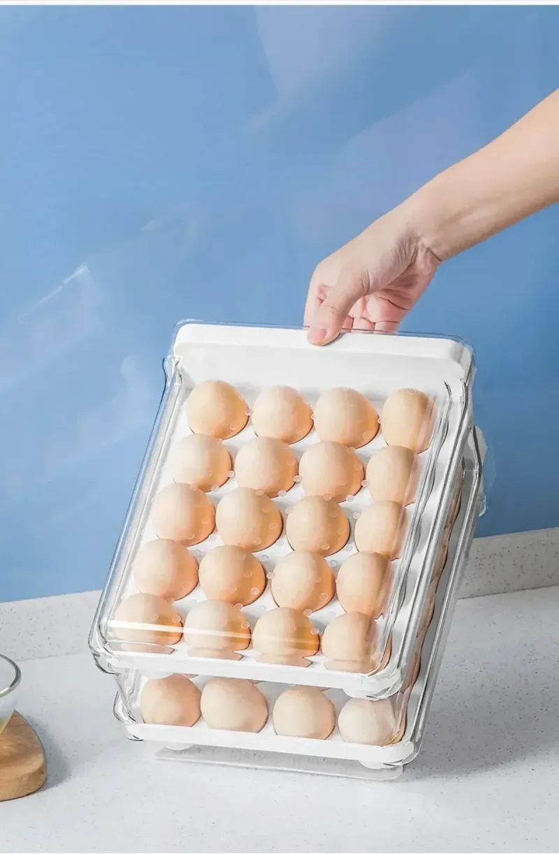 Portauova a scorrimento automatico, frigorifero, contenitore per uova, contenitore per uova, cassetto a doppio strato, cucina_voghion.com