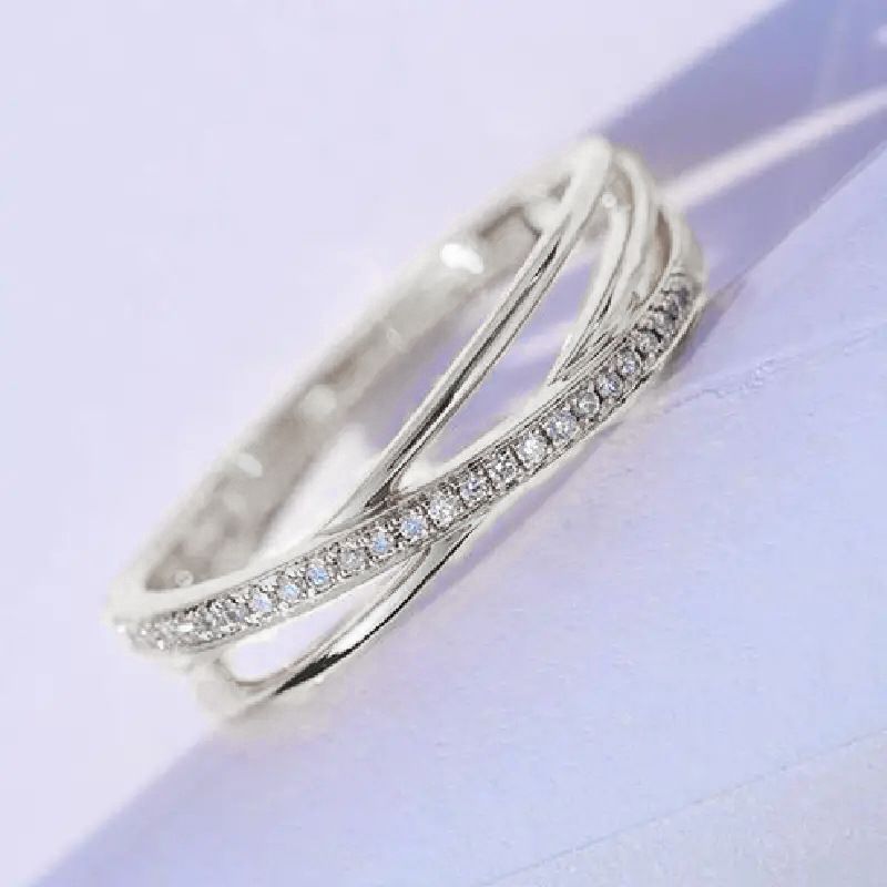 Cao Shi Hot Selling Cross Design Micro Inlaid Line Finger Fashion Style Ring_voghion.com