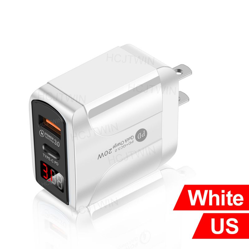 Music Festival 20WPD+QC digital fast charger dual port display suitable for Apple Android phone charging head_voghion.com