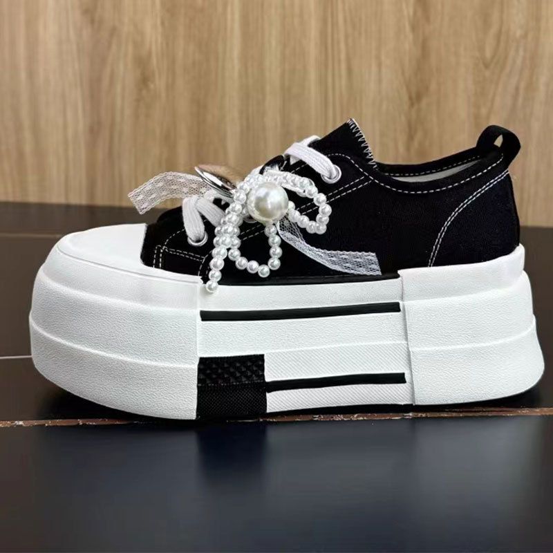 2025 Neue weiße Canvas-Sneaker mit Perlen_voghion.com