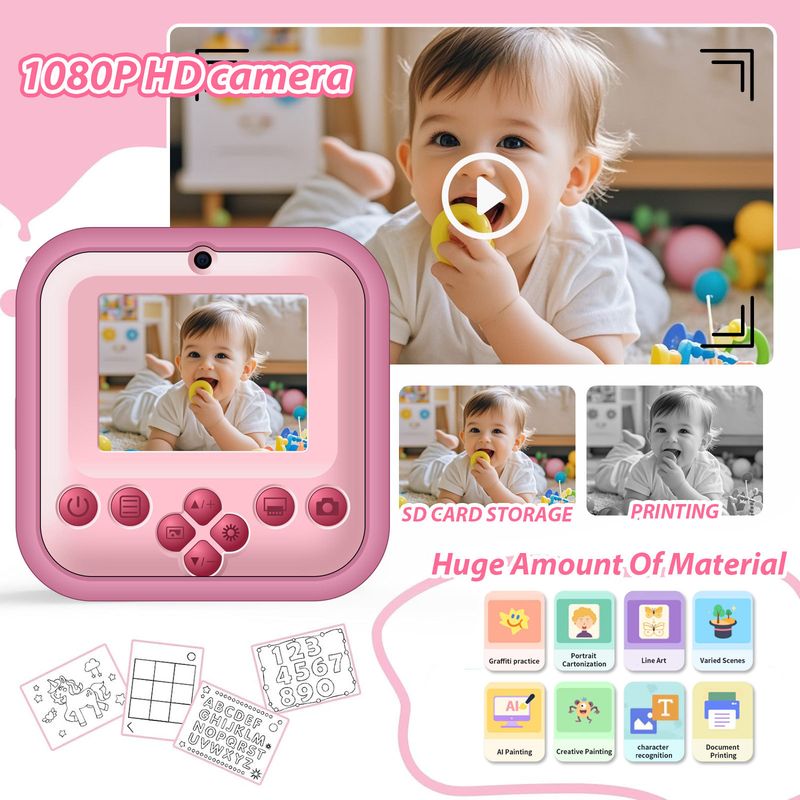 【High Quality】 Children's Polaroid Printing Photo Dinosaur Toy Camera HD Mini Small SLR_voghion.com