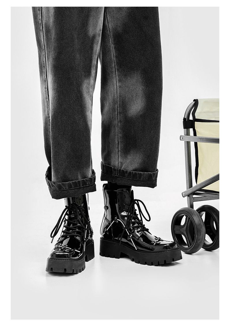 Men’s Shoes lace up niche design Martin boots thick soled platform cake British style cool single boots_voghion.com