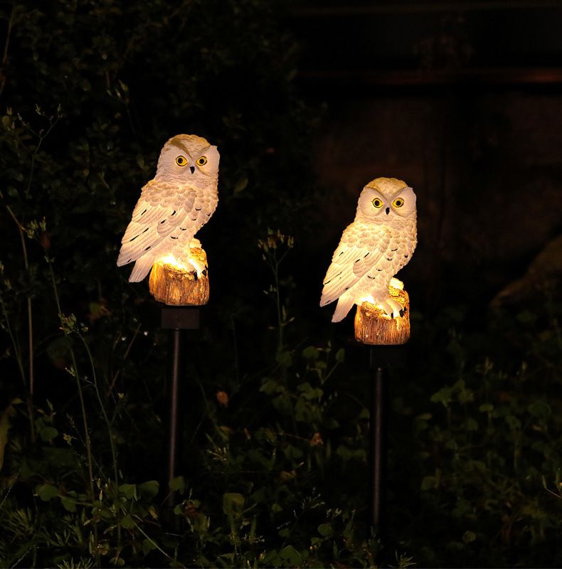 Outdoor-Garten Eule LED Solar Licht Hof Simulation Tier Harz Rasen Stecker in Licht_voghion.com