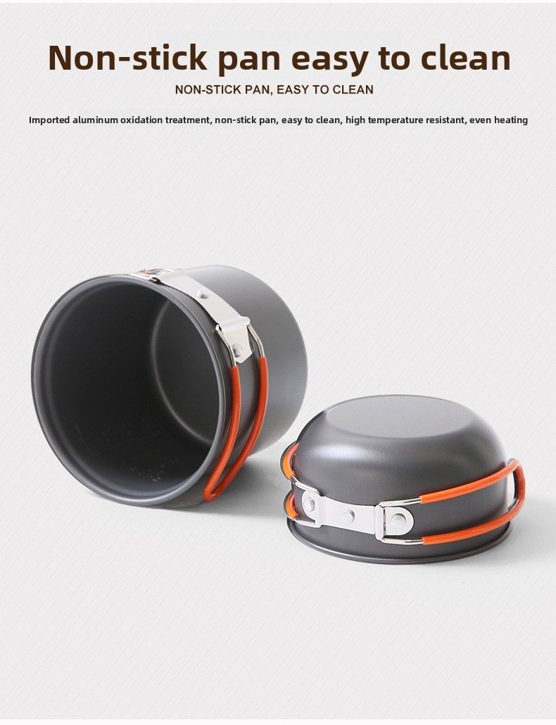 Camping Pot Set DS-101 Outdoor Portable Cookware 1-2 Person Alumina Frying Pan_voghion.com