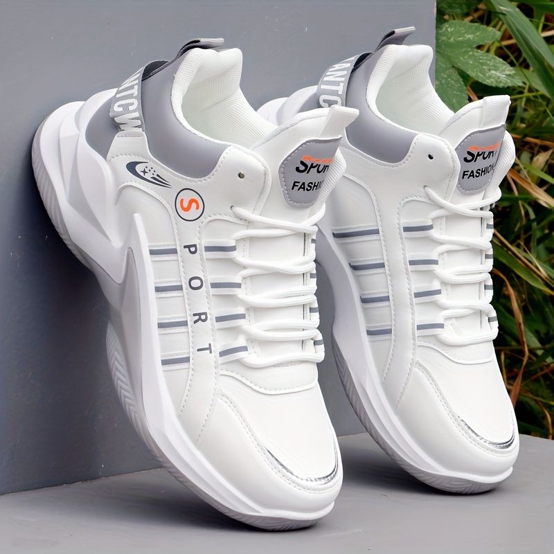 Chunky sneakers met veters voor heren, sportschoenen voor papa-schoenen, schokabsorberende en ademende schoenen voor het hardlopen van basketbaltraining in de sportschool_voghion.com