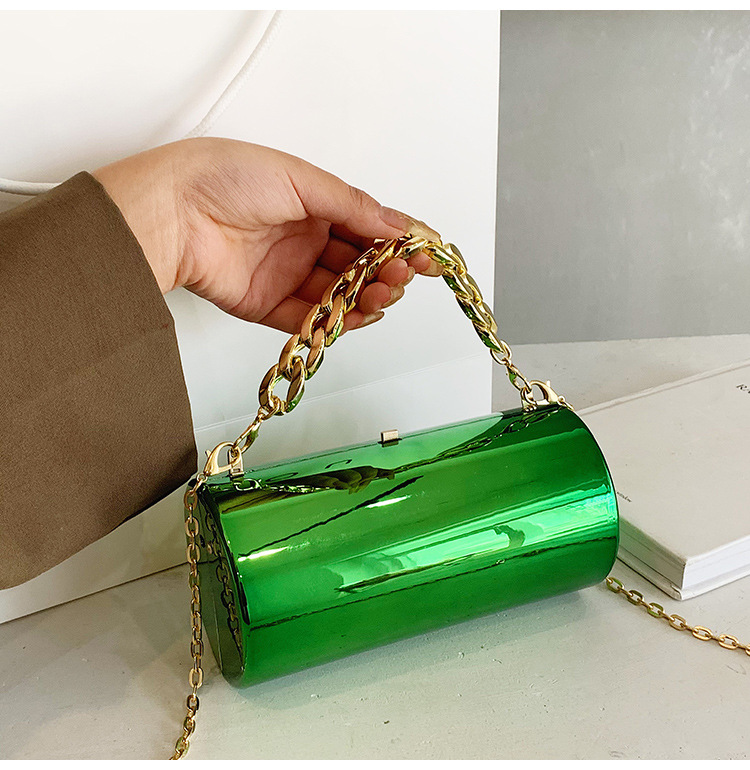 Fashionable acrylic mirror cydrical new chain mouth red candy color, temperament, dinner bag, crossbody box bag_voghion.com