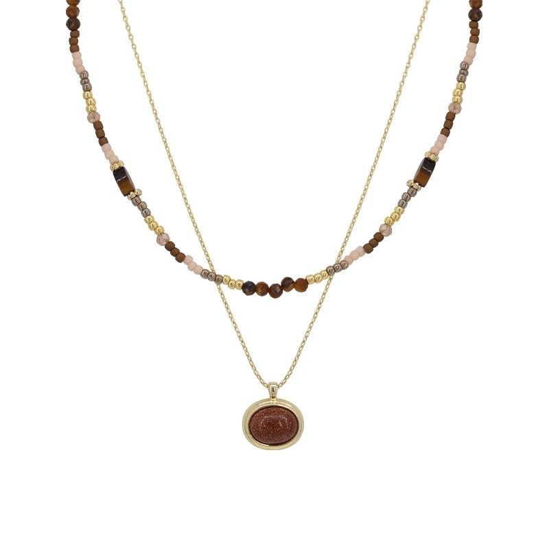 Collana a strati con perline di pietra occhio di tigre a piccola nicchia per donne con personalità unica, collana alla moda e versatile._voghion.com