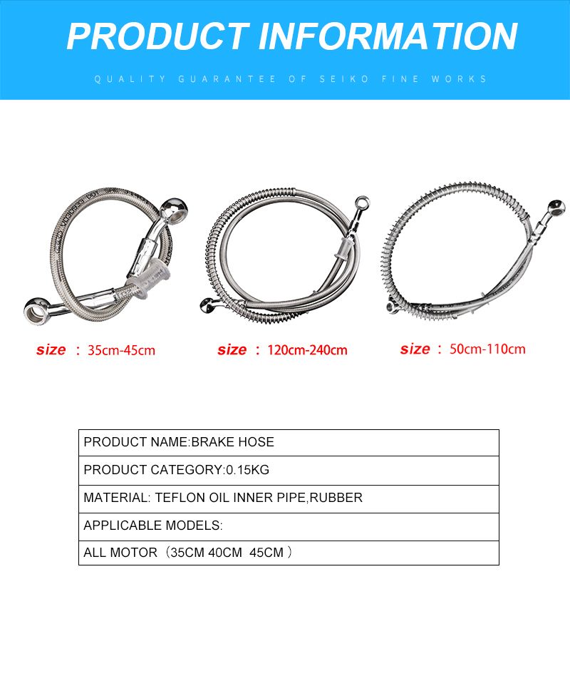 Tuyau d'huile et de frein universel en acier inoxydable tressé pour moto, 35 à 180 cm, accessoires pour moto_voghion.com