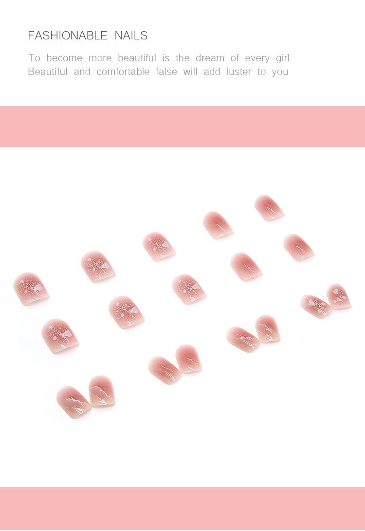 Wearable Nail Art Pieces, Nail Art Finished Products Wholesale, Powder Transparent Short And Thin Wearable Nail Nail Patches Wholesale Finished Nails_voghion.com