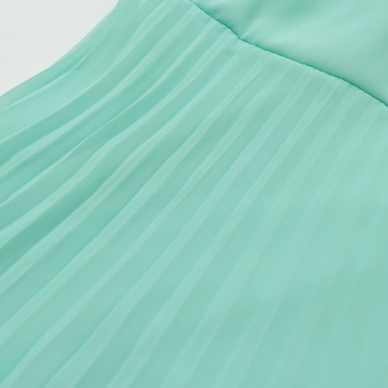 Women's solid-color shawl evening gown high-waisted chiffon pleated dress_voghion.com