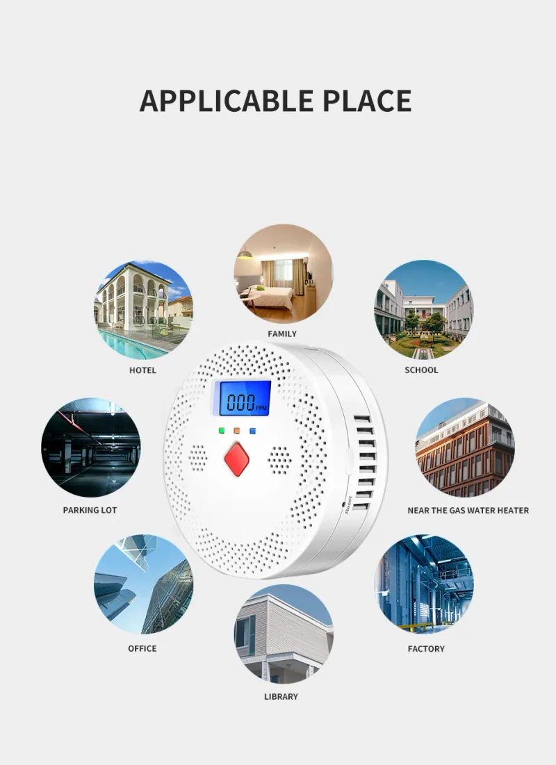 Détecteur de monoxyde de carbone Tuya Wifi avec écran LCD 70 dB Alarme sonore Capteur de gaz CO Équipement de protection de sécurité à domicile_voghion.com