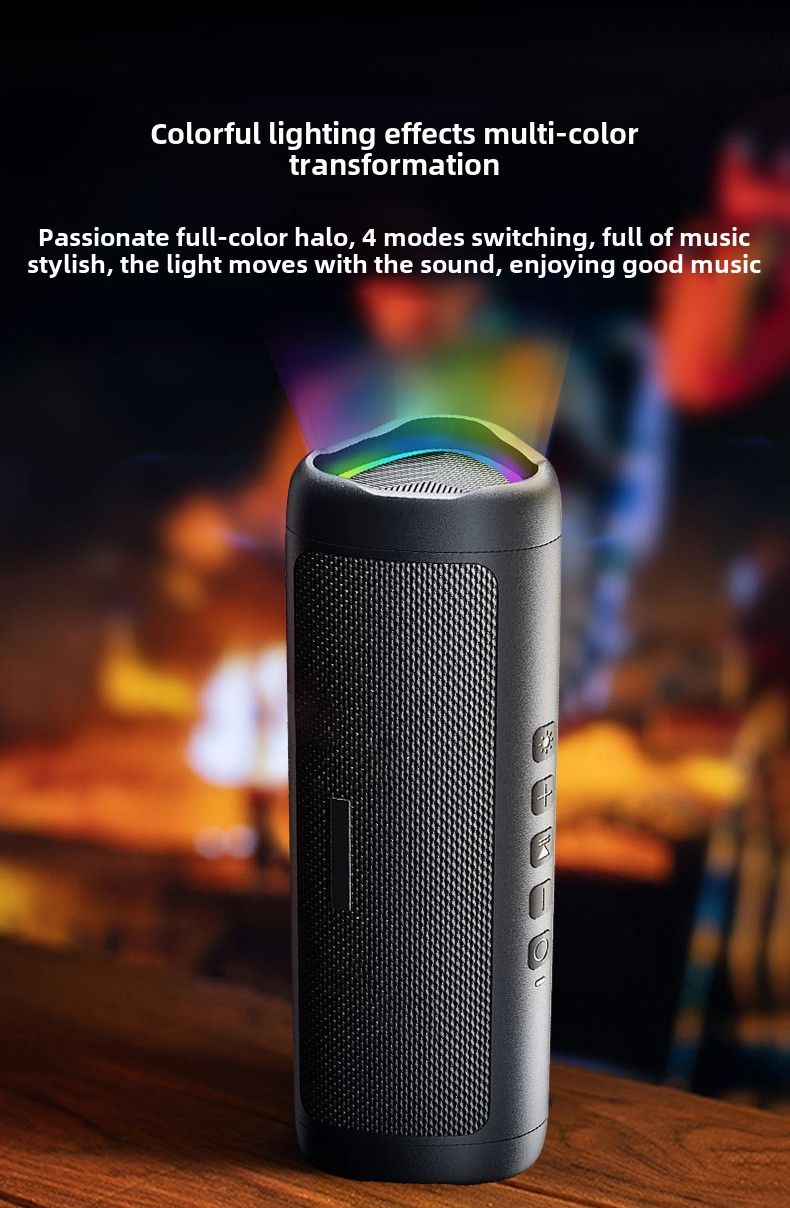 Tragbarer Bluetooth-Lautsprecher – wasserdichtes Design, 4-Einheiten-Stereo, lange Akkulaufzeit, bunte Lichter, hochauflösende Anrufe, geeignet für Partys im Freien_voghion.com