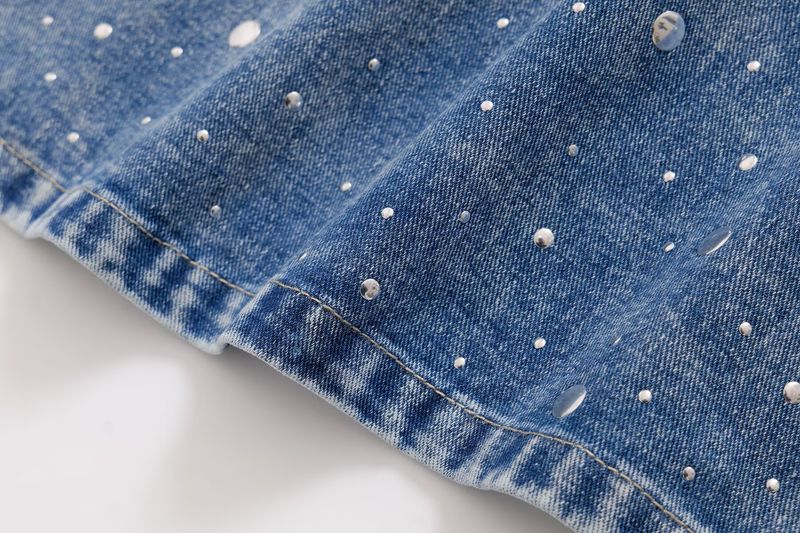 Letnia sukienka damska bez rękawów z gradacyjnym kolorem i zdobionym nitami denim 2025, modna i wyrazista osobowość_voghion.com