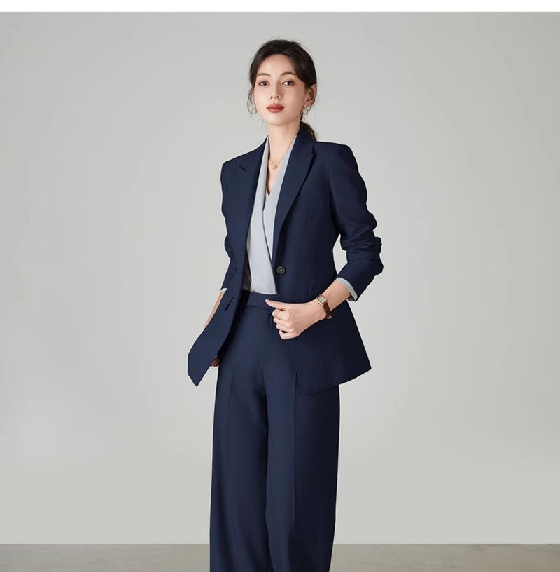 High-End Light Gray One-Button Professional Blazer Suit For Women Business Executive Elite Formal Wear_voghion.com