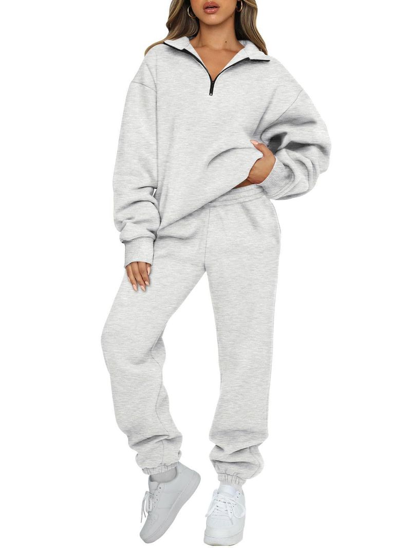 Women's Casual Solid Color Hoodie & Pants Set With Pockets - Comfortable Loungewear, Streetwear, Workout Outfit For Everyday Wear_voghion.com