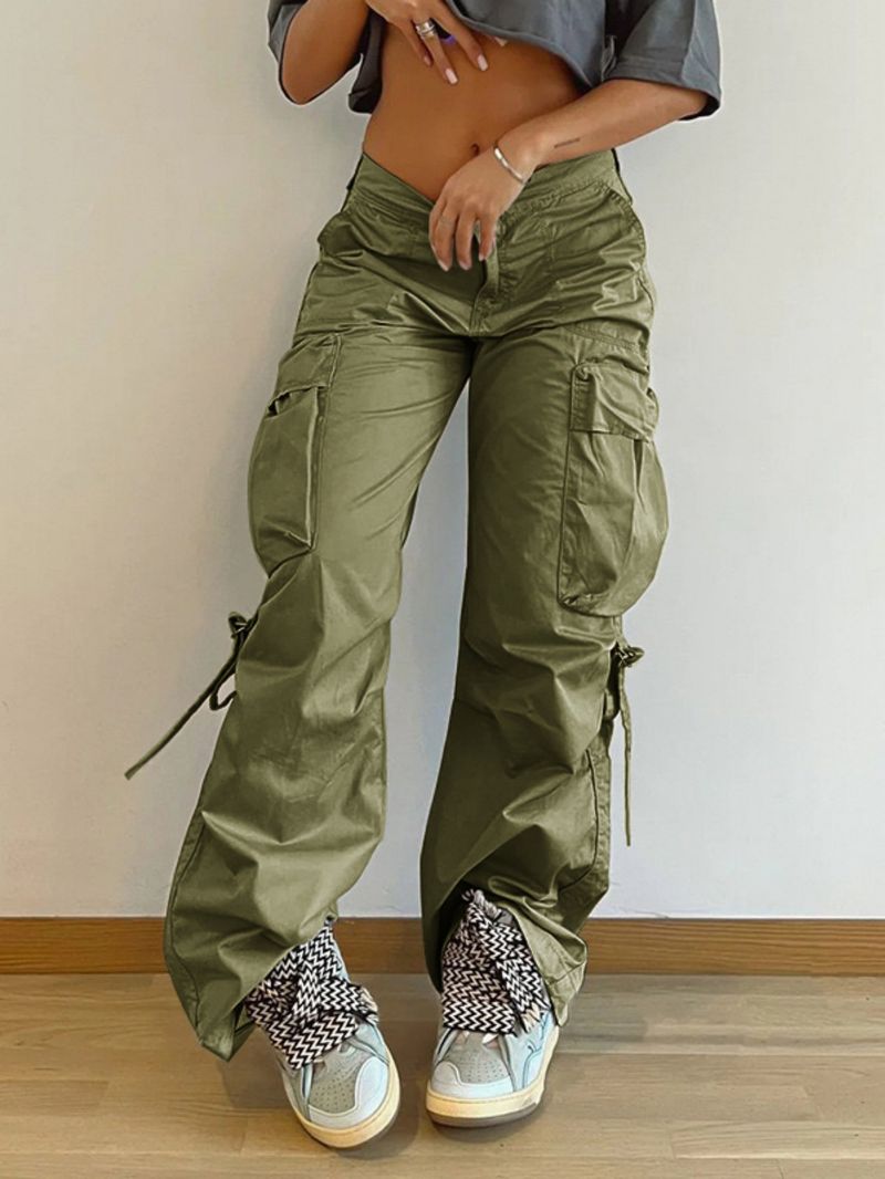 Pantaloni da donna retrò, con tasche, cuciture, vita media, gamba larga, coulisse, casual, tinta unita_voghion.com