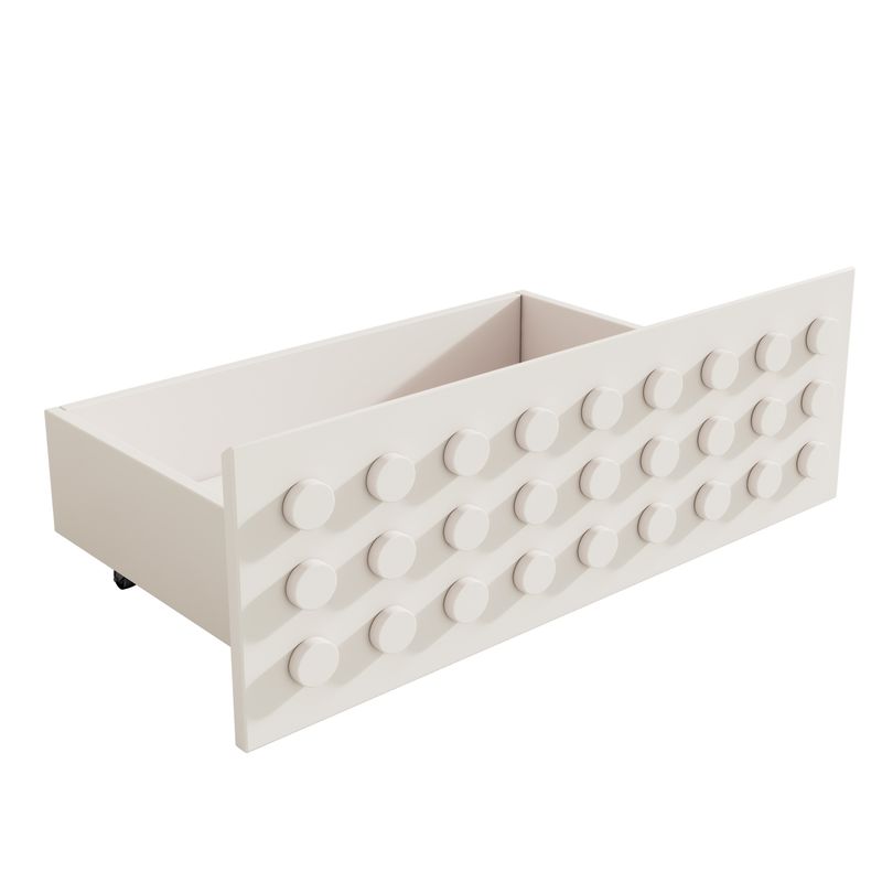 Holzbett 90x190cm Mit Blockdesign, Massivholz, Schubladen, Stauraum, Blanc_voghion.com