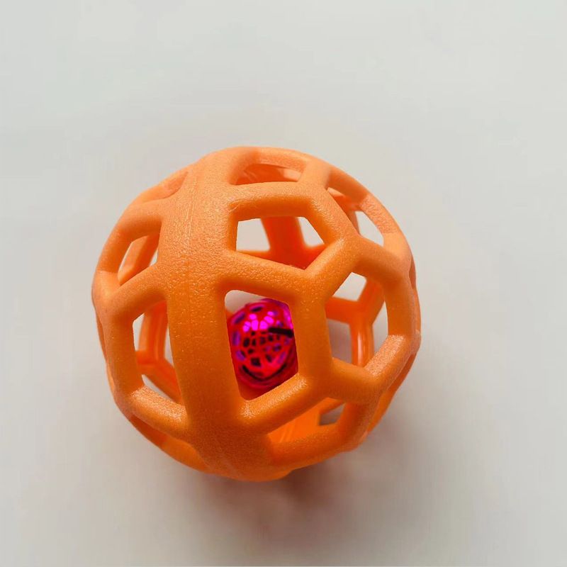 Hollow Out Puppy Cat TPR Rubber Bell Pet Toy Ball_voghion.com