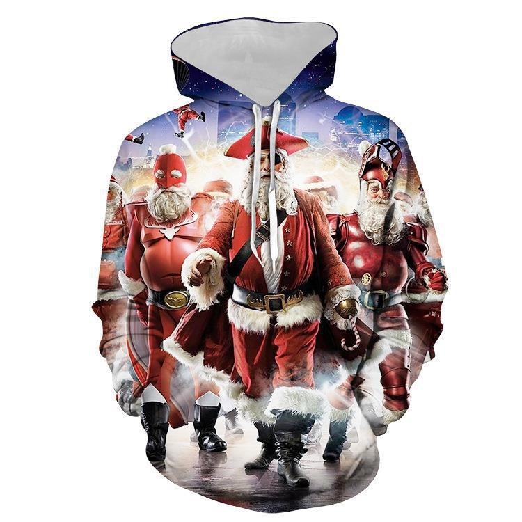 2023 Felpa con cappuccio per coppia di Natale europea e americana nuova Felpa con cappuccio cosplay di Babbo Natale con stampa digitale 3D_voghion.com