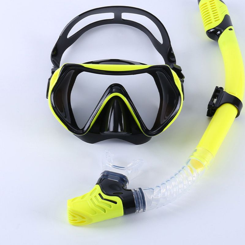 Set da snorkeling per adulti, attrezzatura per nuoto in apnea, occhialini in silicone con montatura grande e vetro temperato_voghion.com