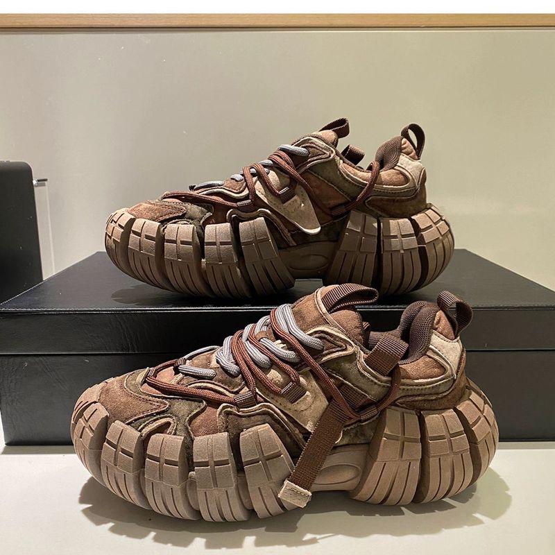 Tire Dad Sommer 2024 Neue Vintage Dicke Sohle Rebound Schuhe Echtes Leder Turnschuhe_voghion.com