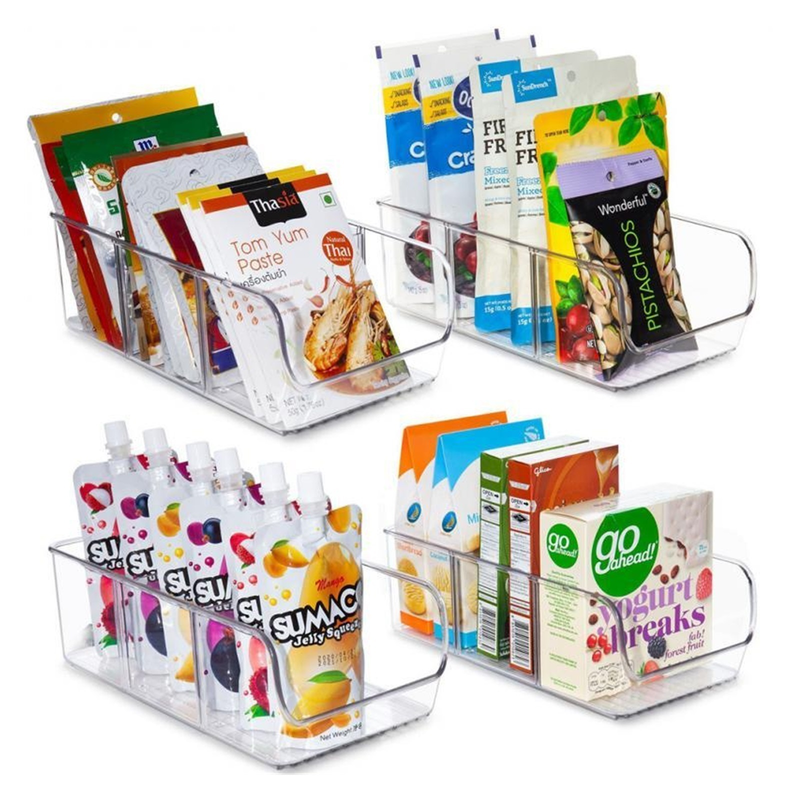 Kühlschrankfach Transparente Aufbewahrungsbox Kunststoff-Lebensmittel-Organizer-Behälter Lebensmittelaufbewahrung Lebensmittel-Teeregal Snackbox Stapelbar_voghion.com