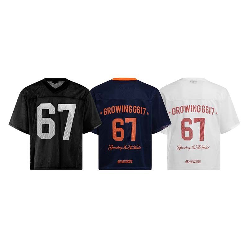 T-shirt ample à manches courtes et col en V pour homme, imprimé lettres et chiffres, idéal pour le sport, l'été_voghion.com