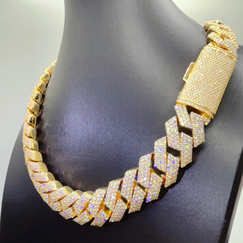 Certificirano Gra Vvs Moissanite 20 mm Pure Sterling Sier Ogrlica Verižice Iced Out Cuban Link Chain_voghion.com