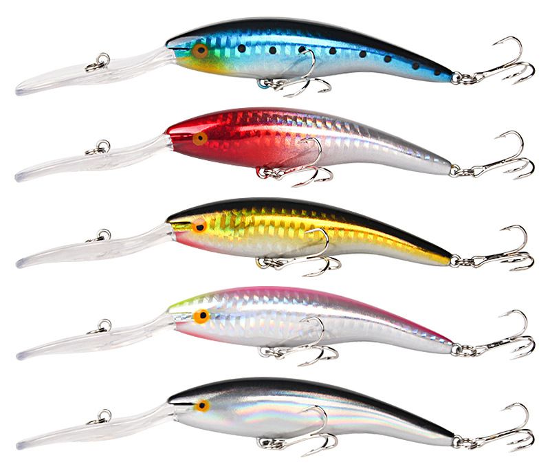 Ilga liežuvėlinė lenta plūduriuojančiai vandens masalui „Minnow“ 13,8 cm 14,5 g, sidabru sustiprintas dvigubo kablio masalas jūrinės žvejybos produktai_voghion.com
